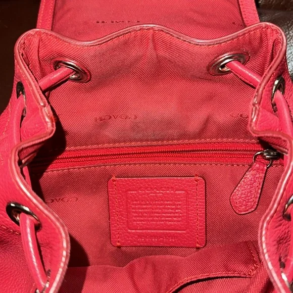 🔥🔥🔥Coach Mini Turnlock Rucksack Red Leather Backpack Backpacks